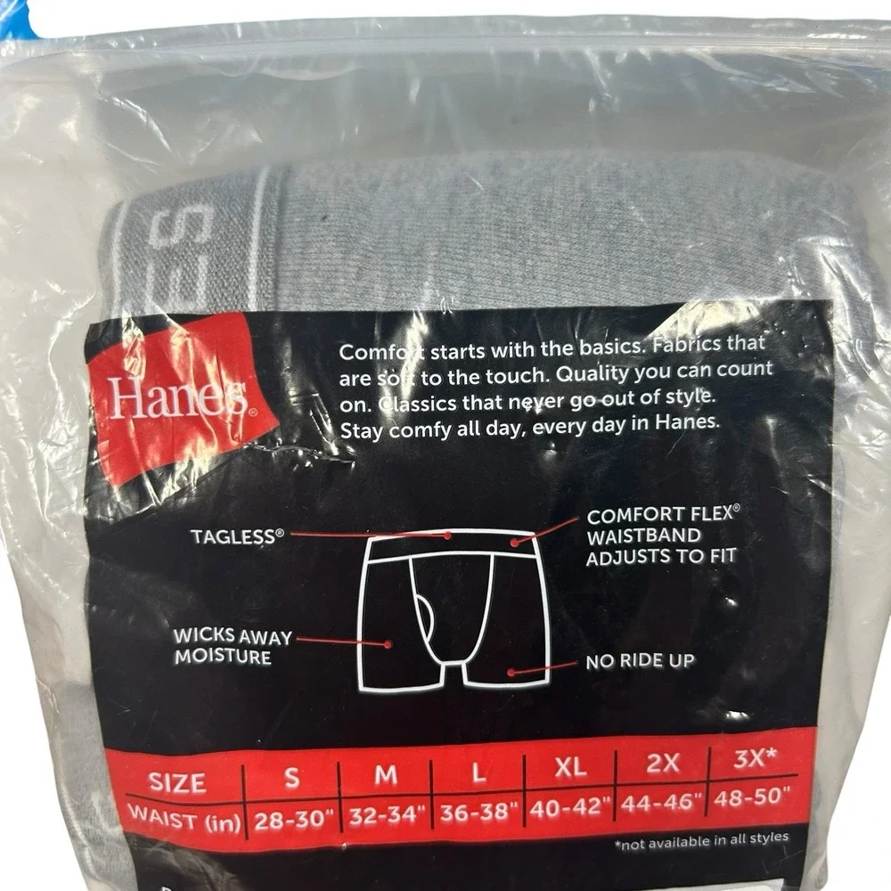 Hanes Mens Boxer Briefs Underwear Cool Comfort Tagless 6-Pack Size 2XL NEW